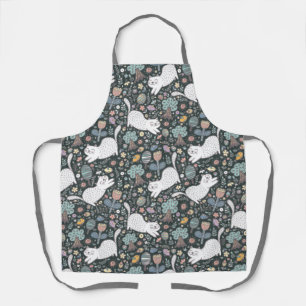 Cute Cat Floral Apron
