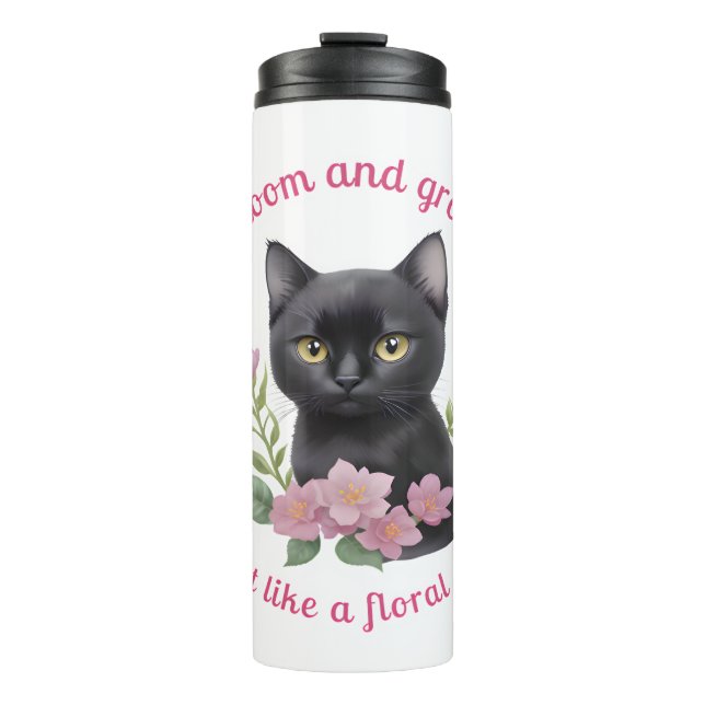 Cute Cat Floral Design Bloom and Grow  Thermal Tumbler (Front)
