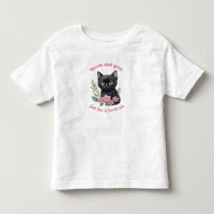Cute Cat Floral Design Bloom and Grow  Toddler T-shirt