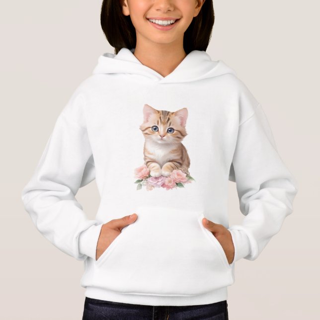 Cute Cat Floral Whimsical Feline Blossoms  (Front)