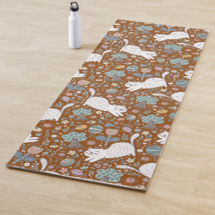 Cute Cat Floral Yoga Mat