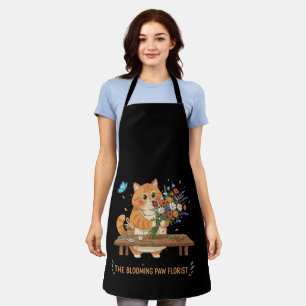 Cute Cat Florist The Blooming Paw Whimsical Apron