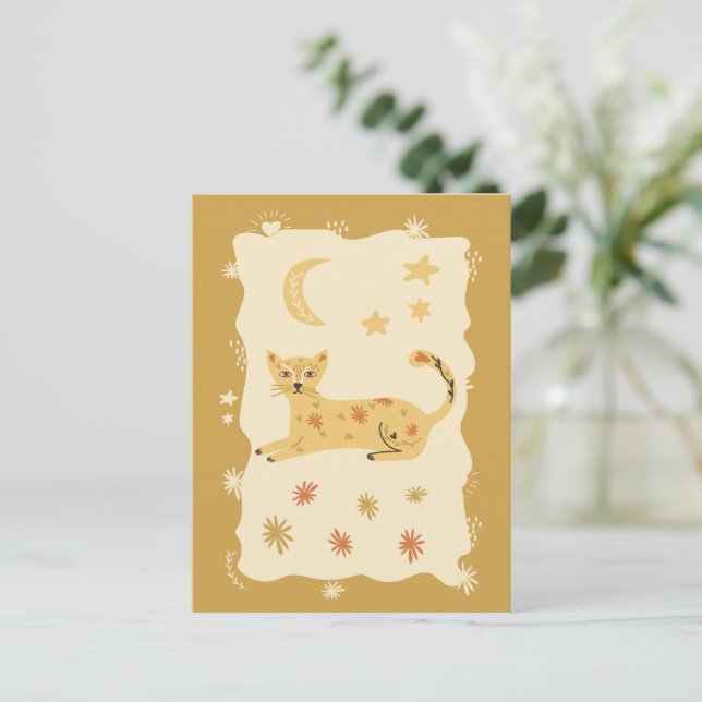 Cute Cat Folk Art  - Artist Postcard (Standing Front)