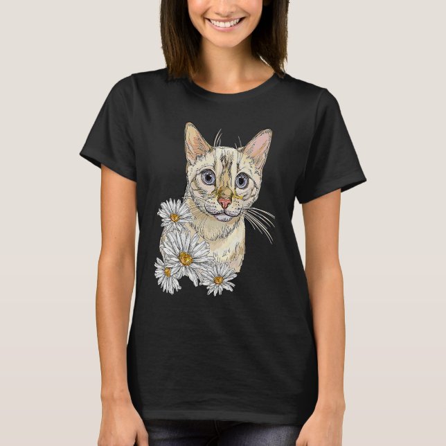 Cute Cat for Kitten  Daisy Flower Kitty Adoption T-Shirt (Front)
