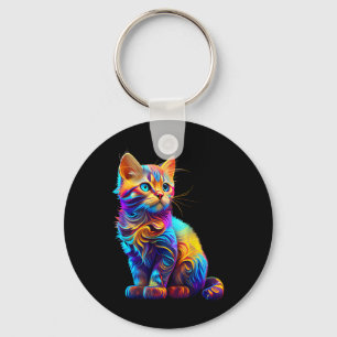 Cute Cat For Kitten Lovers Colourful Art Kitty Ado Keychain