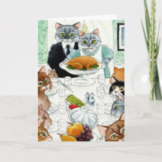 Cute cat friends Thanksgiving turkey Card