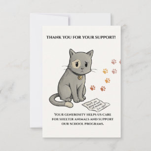 Cute Cat Fundraiser Thank You Card with QR