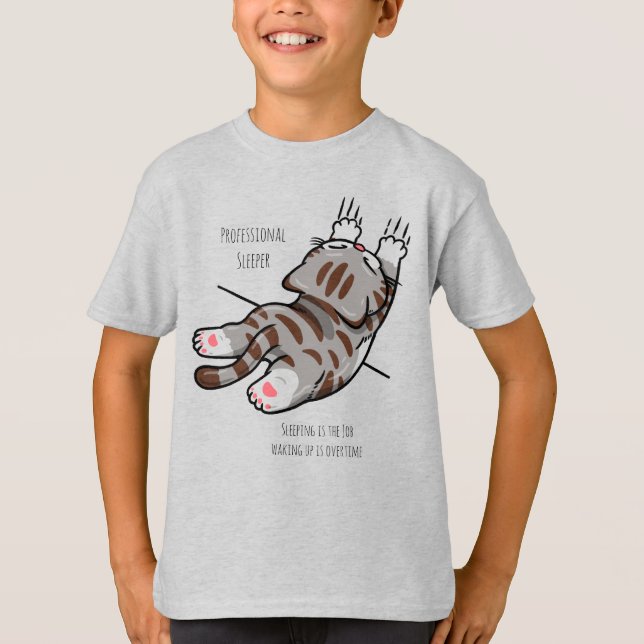 Cute Cat, Funny Cat, Professional Sleeper T-Shirt (Front)