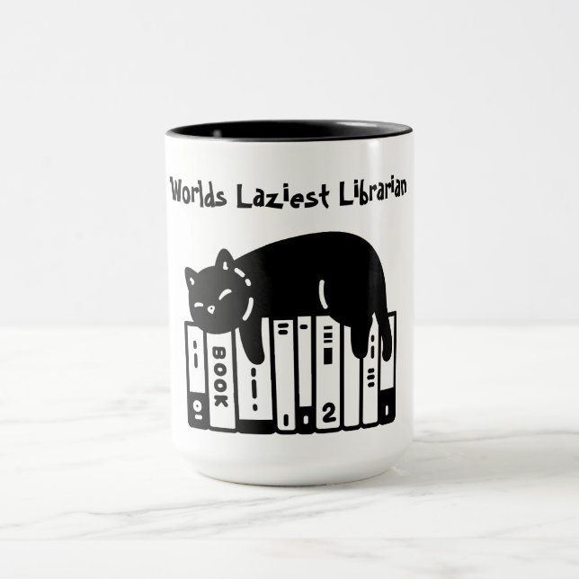 Cute Cat, Funny Cat,Worlds Laziest Librarian Mug (Center)