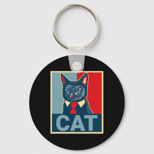 Cute Cat Funny Kitty Republican Democrat Oma Style Keychain