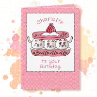 Cute Cat Funny Party Kitten Cartoon Birthday