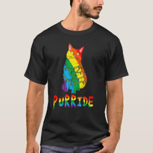 Cute Cat Gay Pride Rainbow Fairy Lights Purride T-Shirt