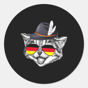 Cute Cat German Flag Pride Germany Festival  Classic Round Sticker