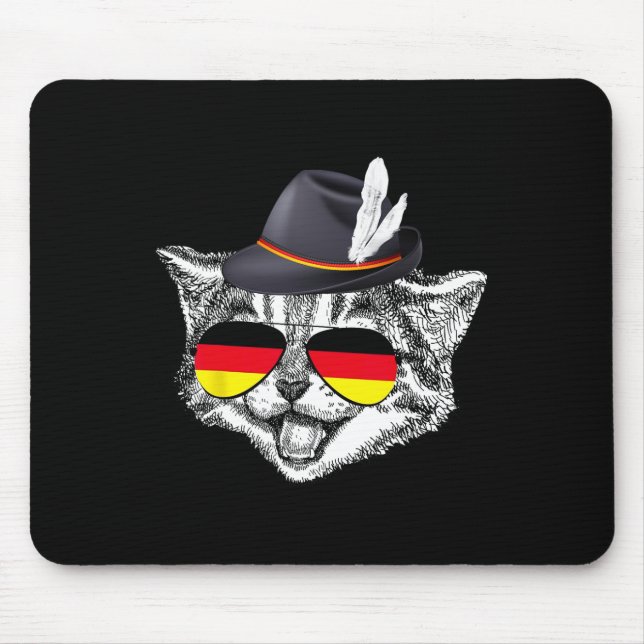 Cute Cat German Flag Pride Germany Festival  Mouse Pad (Front)