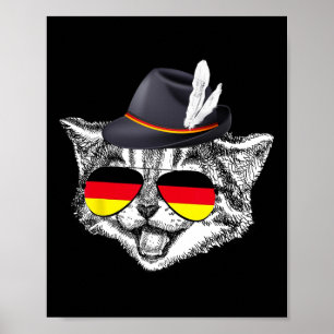 Cute Cat German Flag Pride Germany Festival  Poster