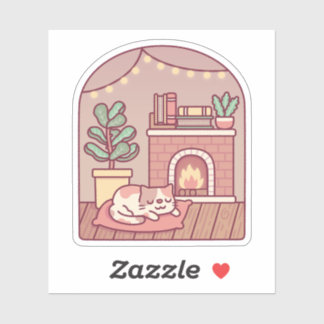 Cute Cat Getting Warm And Cozy In Front Of Firepla