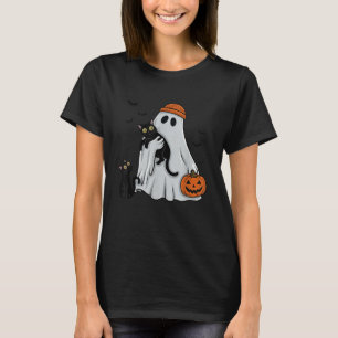 Cute Cat Ghost Funny Halloween 2024 Women Men Kids T-Shirt