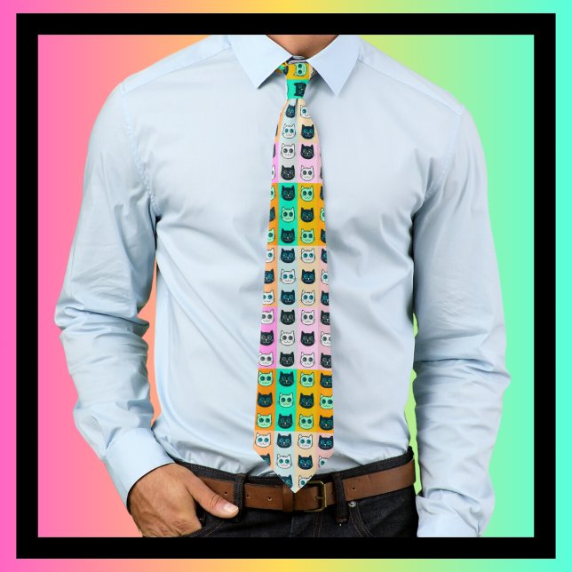 cute cat gift for cat lovers  tie (Creator Uploaded)