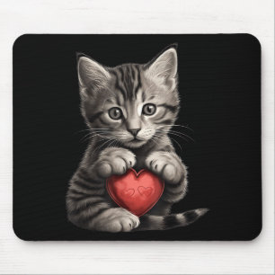 Cute Cat Gift For Kitten Lovers Colorful Kitty Hea Mouse Pad