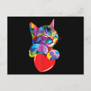Cute Cat Gift for Kitten Lovers Colourful Art Kitt Postcard