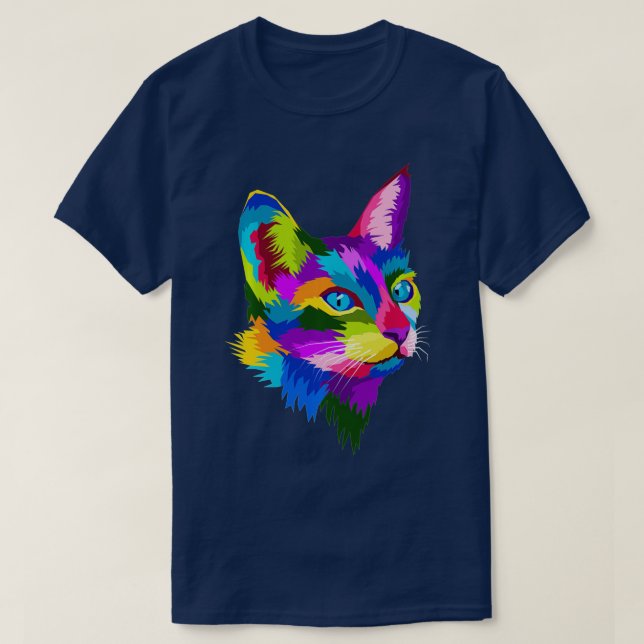 Cute Cat Gift for kitten lovers Colourful Art Kitt T-Shirt (Design Front)