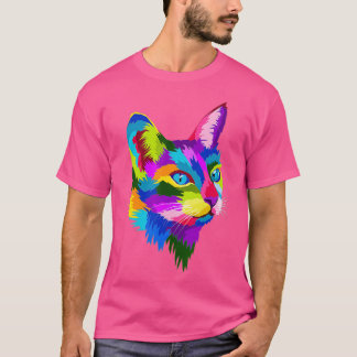 Cute Cat Gift for kitten lovers Colourful Art Kitt T-Shirt