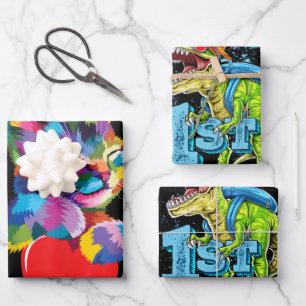 Cute Cat Gift for Kitten Lovers Colourful Art Kitt Wrapping Paper Sheet