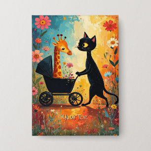 Cute Cat Giraffe Button