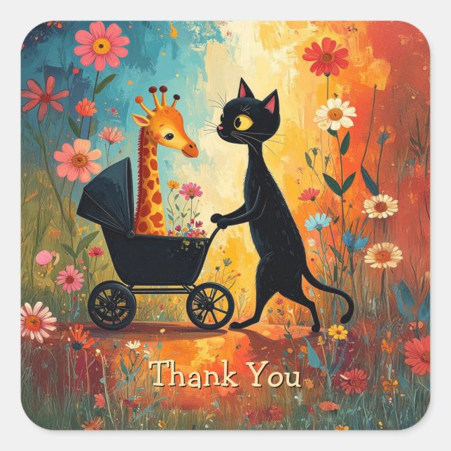 Cute Cat Giraffe Sticker (Devant)