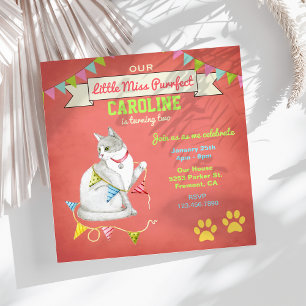 Cute Cat Girls Anniversaire Fête Invitation