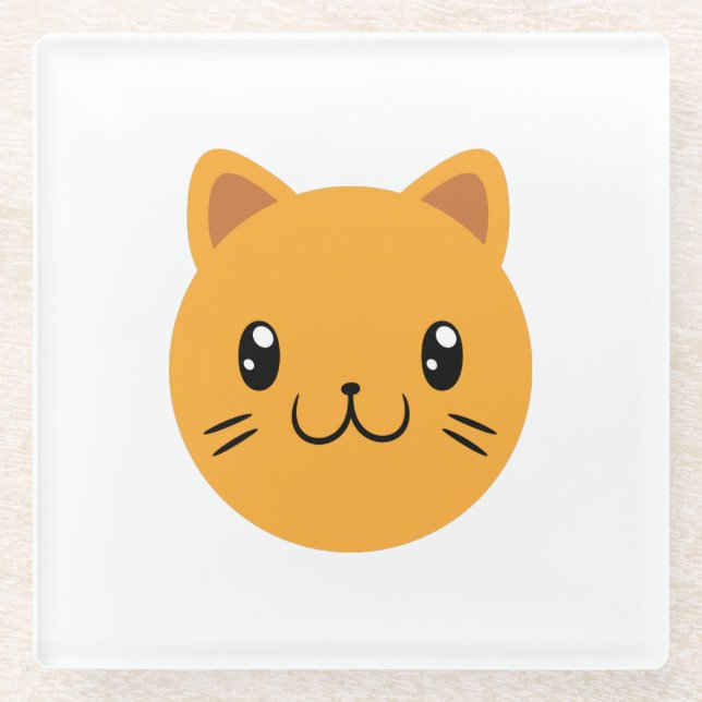 Cute Cat Glass Coaster (Front)
