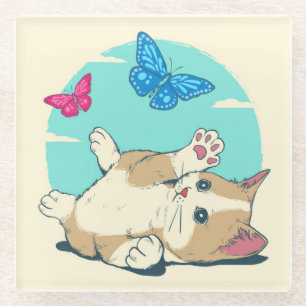Cute Cat Glass Coaster