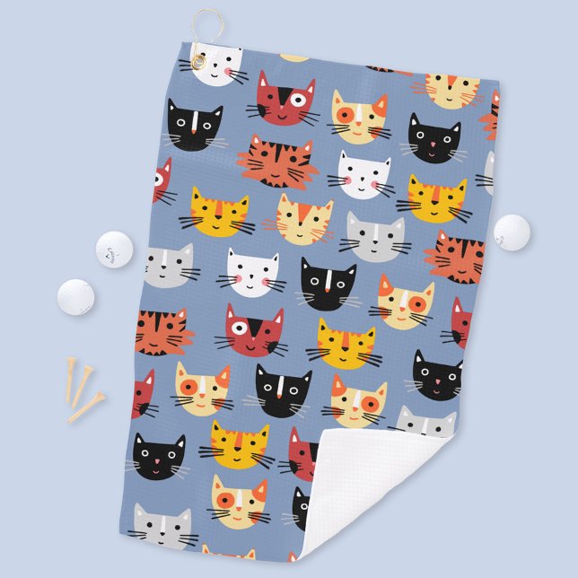 Cute Cat Golf Towel (Fun cat pattern golf towel)
