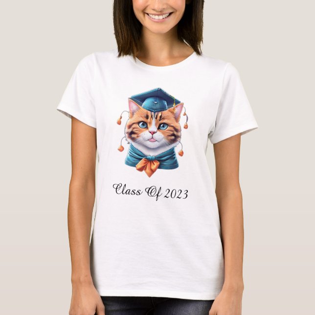 Cute Cat graduated ,personalized text T-Shirt (Front)