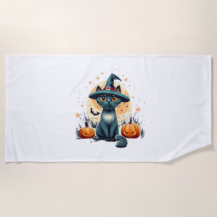 Cute cat graphics surrounded 1 beach towel
