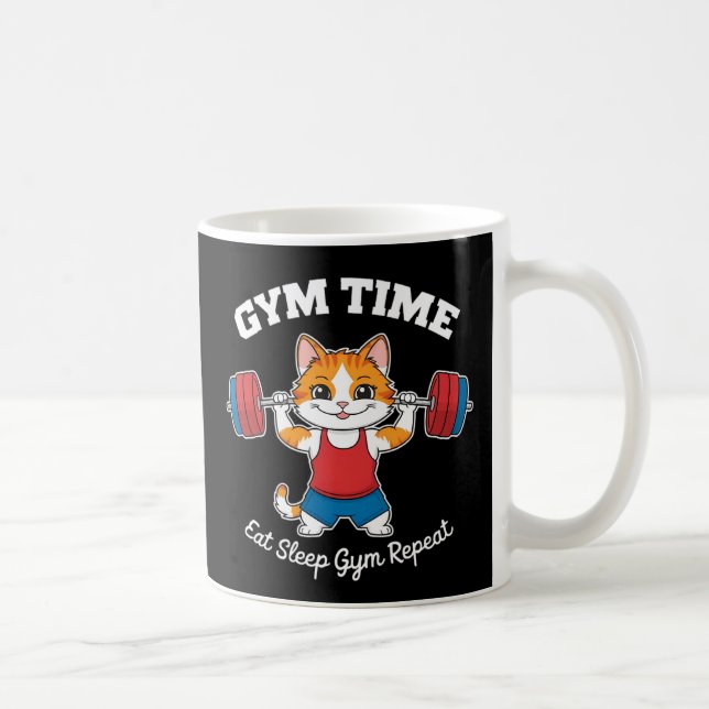 Cute Cat Gym Time Coffee Mug (Right)