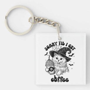 Cute Cat Halloween Coffee Keychain