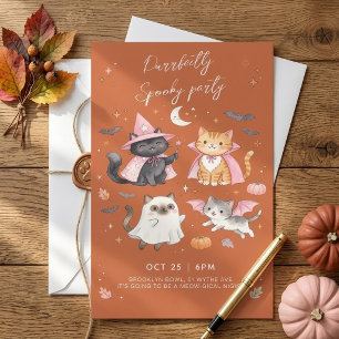 Cute Cat Halloween Invitation Purrfectly Spooky