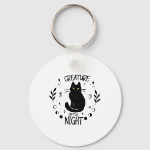 Cute Cat Halloween Night Fall Wiccan Women's Keychain