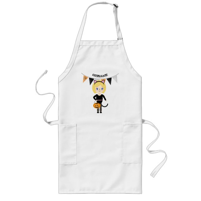 Cute Cat Halloween Party Long Apron (Front)