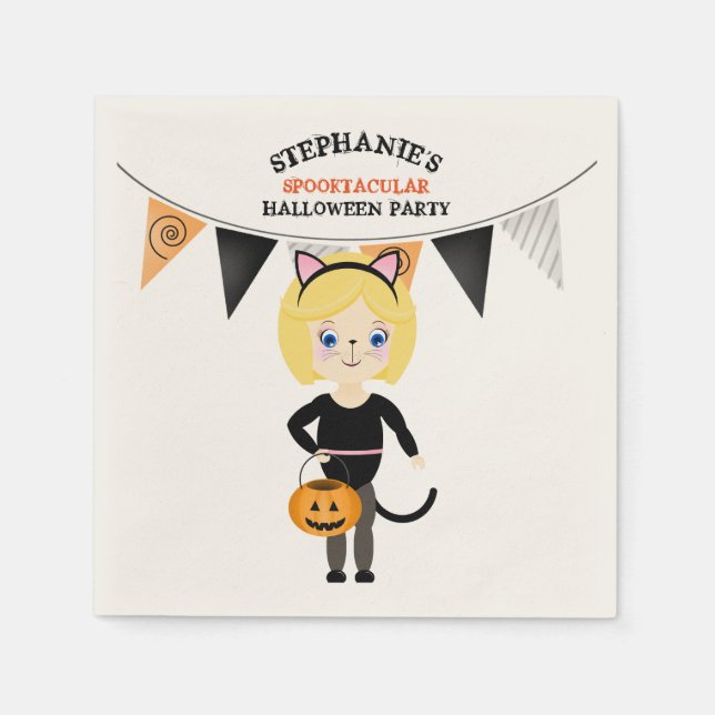 Cute Cat Halloween Party Napkin (Front)