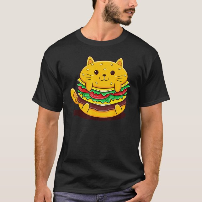 Cute Cat Hamburger T-Shirt (Front)