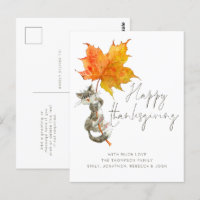 Cute Cat Handwritten Script Happy Thanksgiving