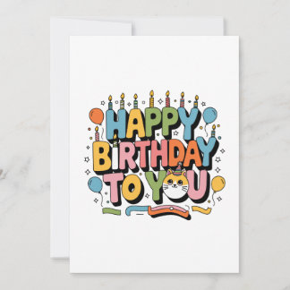 Cute Cat Happy Birthday Thank You Card