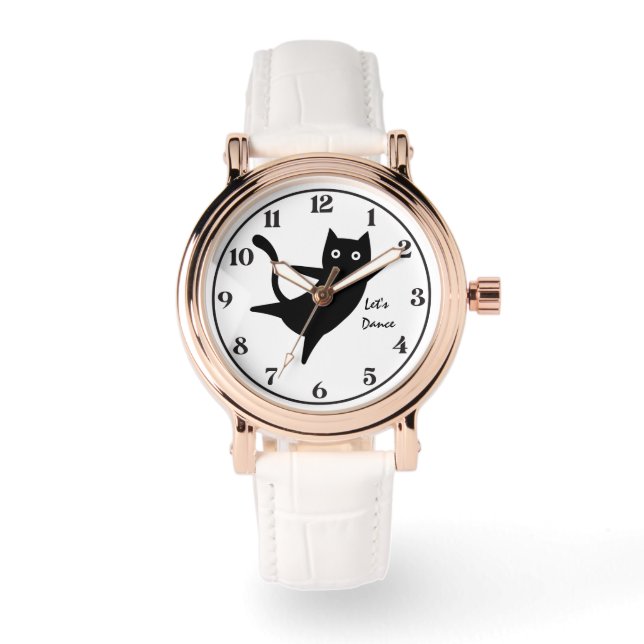 Cute Cat, Happy Cat,LetsDance, Modern, Simple  Watch (Front)