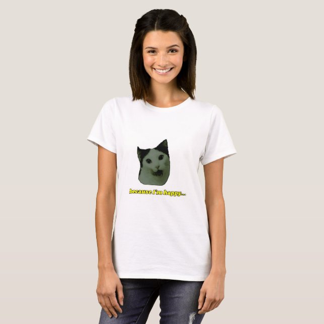 Cute Cat Happy Face T-shirt (Front Full)