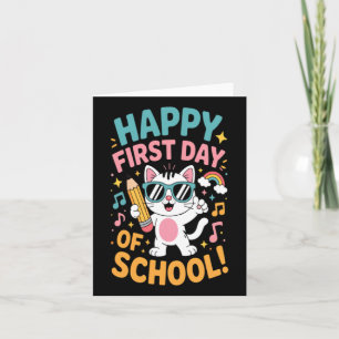 Cute Cat Happy First Day Of School Back To School Card