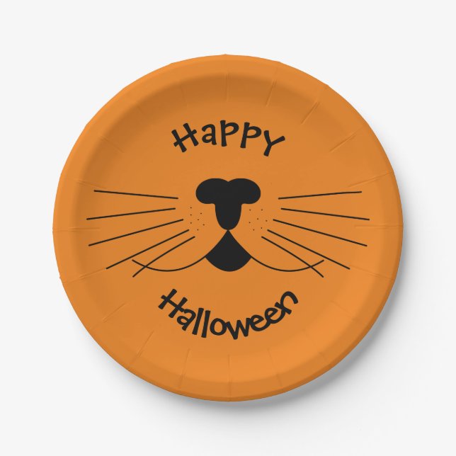Cute Cat Happy Halloween Party Paper Plate (Front)