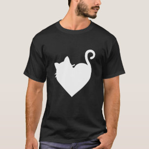 Cute Cat Heart T Shirt Mens Womens 5 Colours White