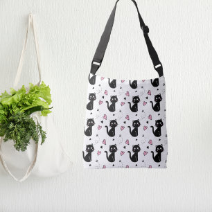 Cute cat heart valentine's crossbody bag